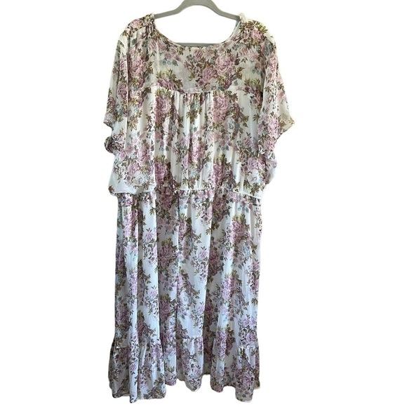 NWT LC Lauren Conrad Flutter Sleeve Ruffled Midi Dress - Picture 2 of 14